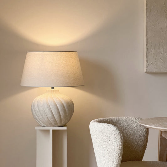 Banse - Textured Ceramic Based Table Lamp Natural Shade