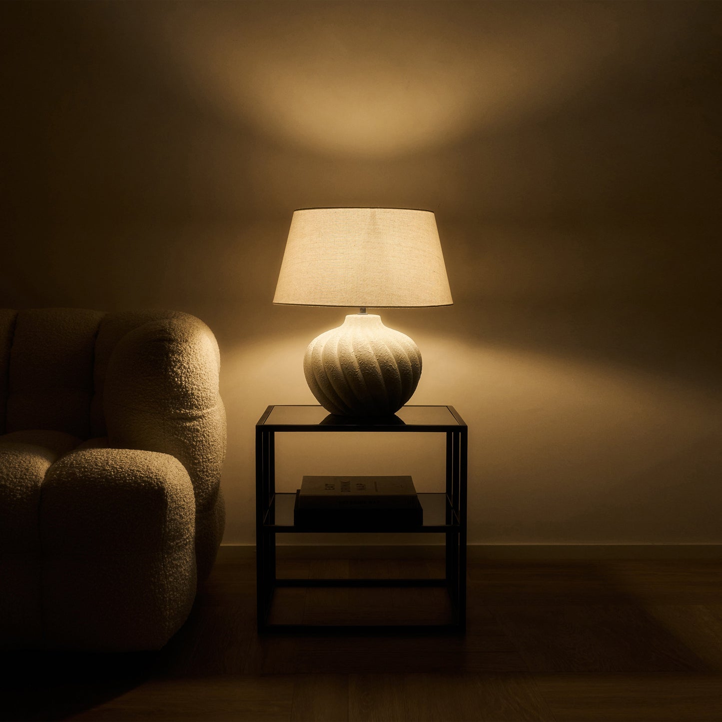 Banse - Textured Ceramic Based Table Lamp Natural Shade