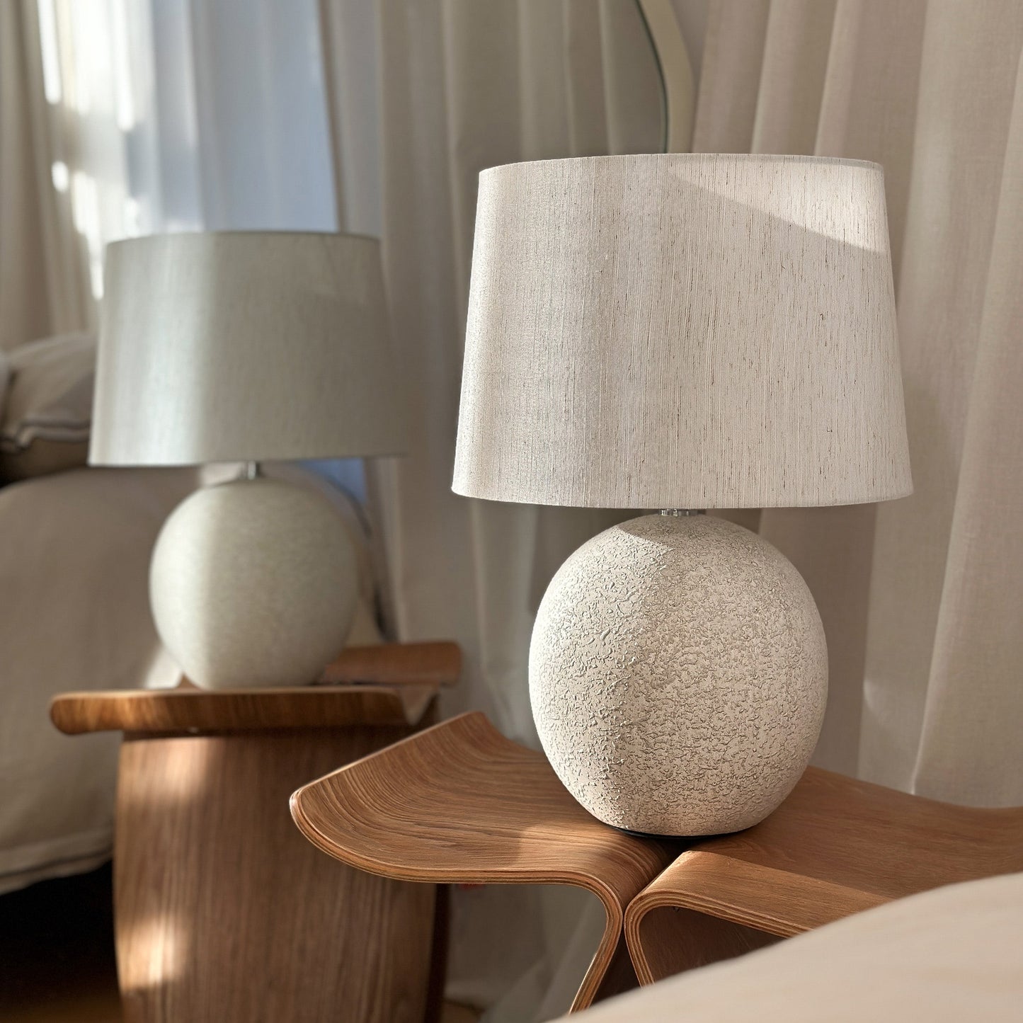 Banse - Stone Ceramic Drum Shade Table Lamp