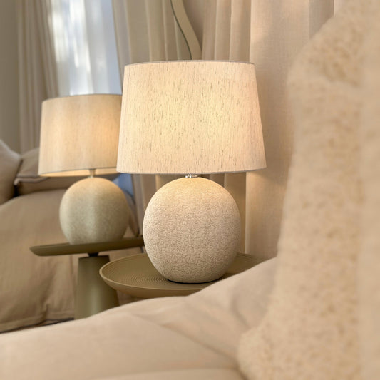 Banse - Stone Ceramic Drum Shade Table Lamp