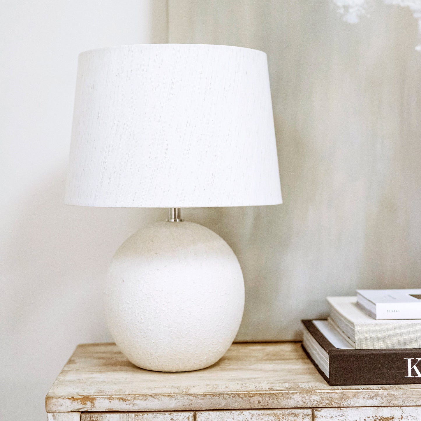 Banse - Stone Ceramic Drum Shade Table Lamp