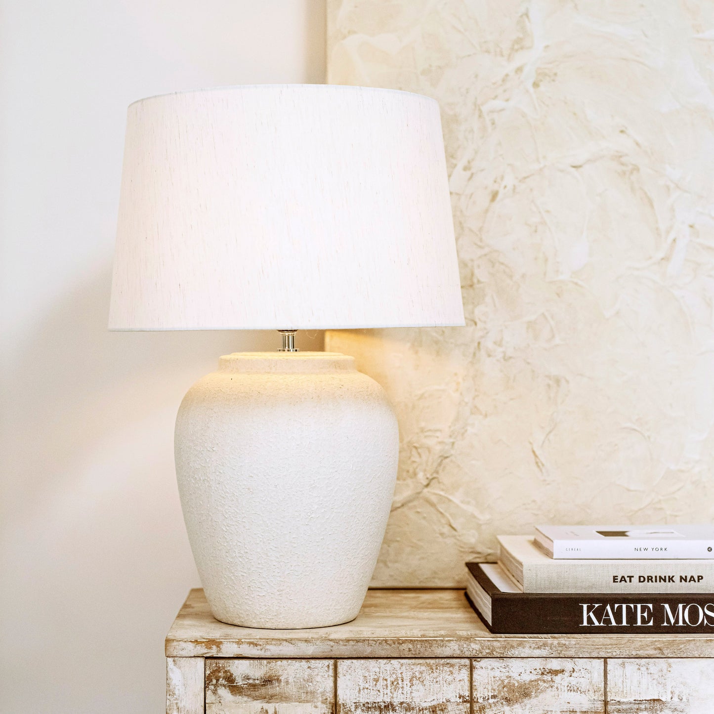 Banse - Stone Ceramic Drum Shade Table Lamp