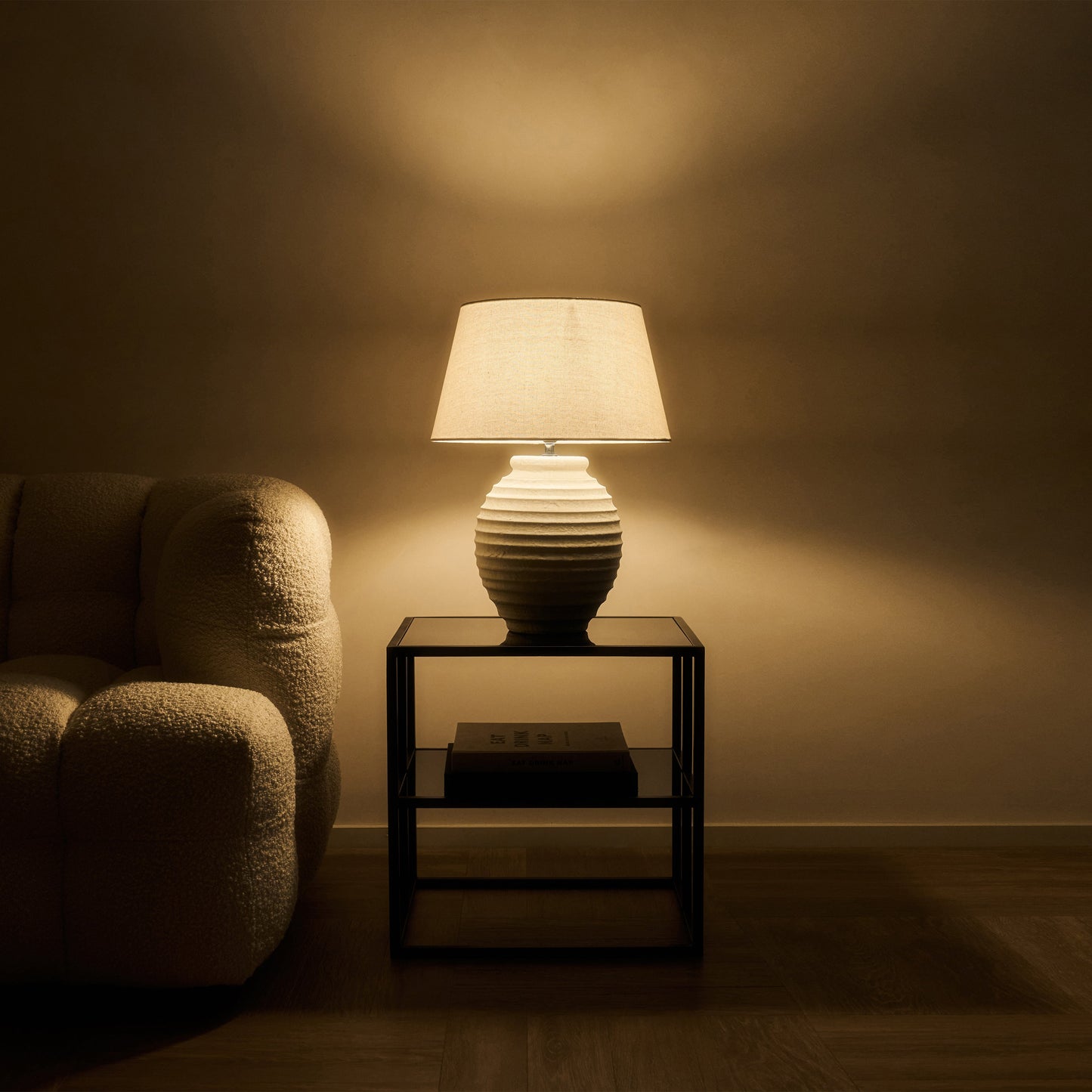 Banse - Textured Ceramic Based Table Lamp Natural Shade