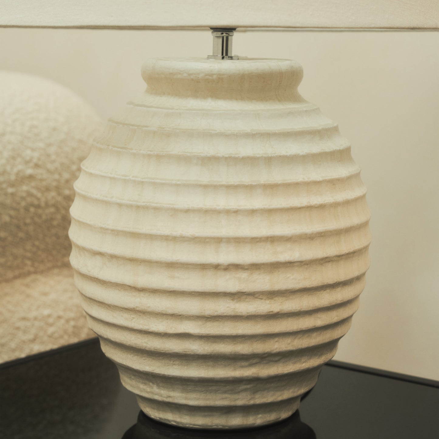 Banse - Textured Ceramic Based Table Lamp Natural Shade