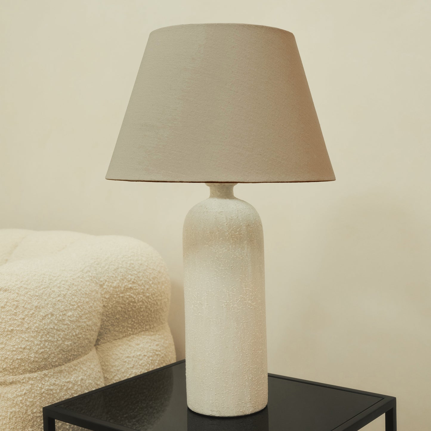 Banse - Textured Ceramic Based Table Lamp Beige Shade